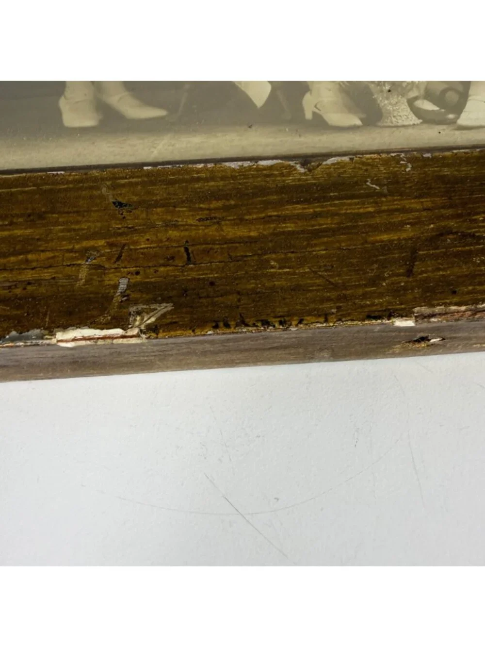 Antique Wooden Frame Pastoral Print Gathering Wildflowers + Wedding Photo